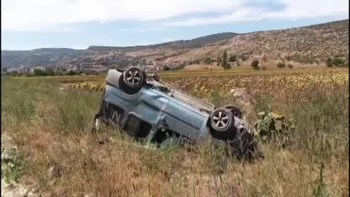 Bilecik’te seyir halinde kontrolden çıkan araç takla atarken, sürüsü yaralandı
