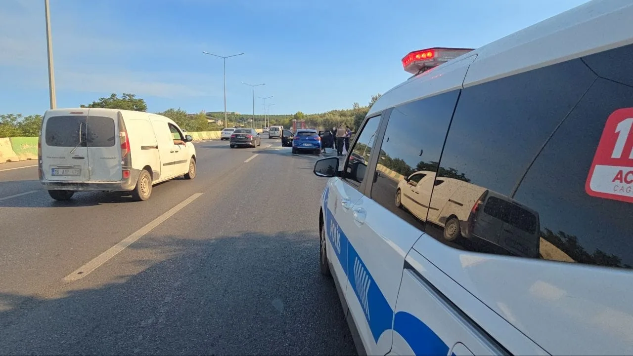 Alev alan otomobil zeytinlik alana sıçramadan söndürüldü
