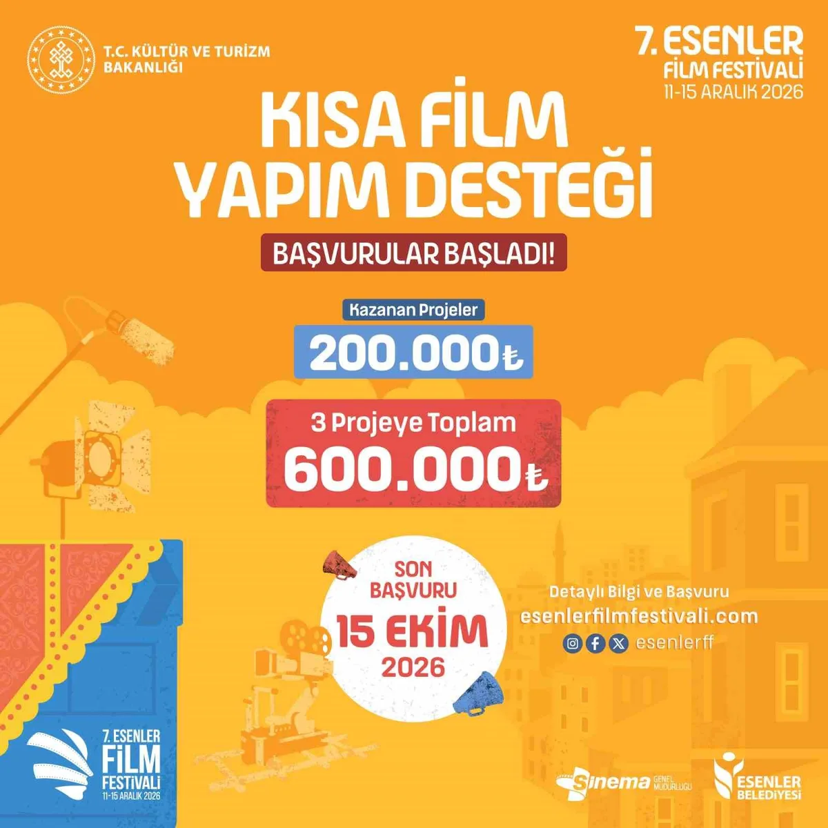 7. Esenler Film Festivali kapsamında ’Kısa Film Yapım Desteği’ başvuruları başladı