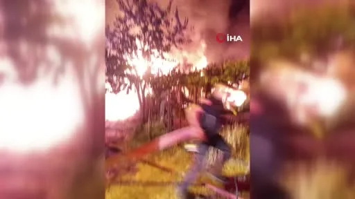 Bursa’da samanlıkta başlayan yangın eve sıçradı