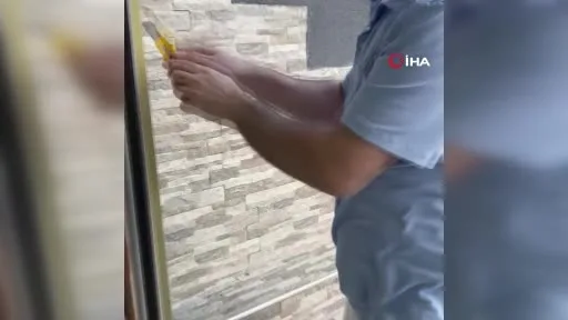 Emlakçı ofisteki gizemli sesin peşine düştü, tabelayı sökünce yavru kedi çıktı