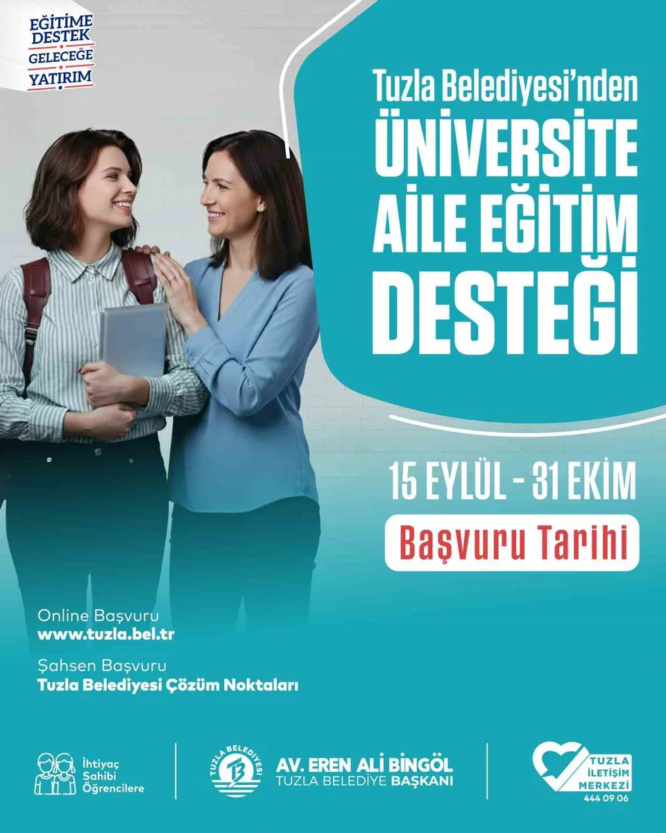Tuzla Belediyesi’nden üniversiteli gençlerin ailelerine eğitim desteği