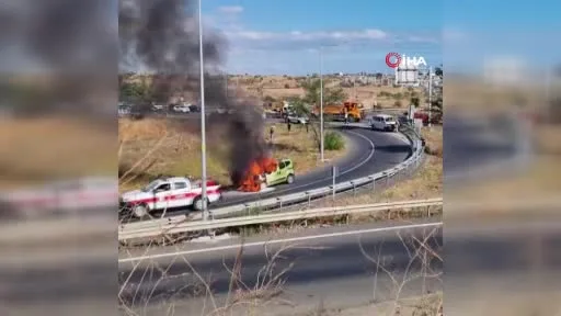 Tekirdağ’da araç alev alev yandı