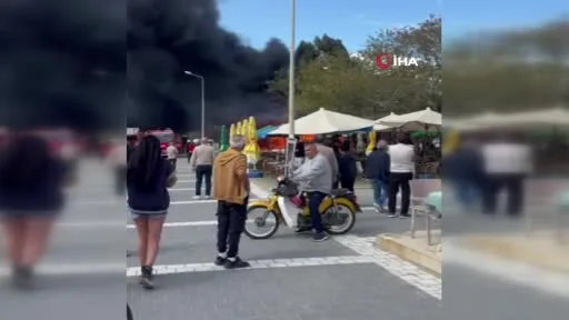 Edremit’te iş yerlerinin bulunduğu bölgede korkutan yangın